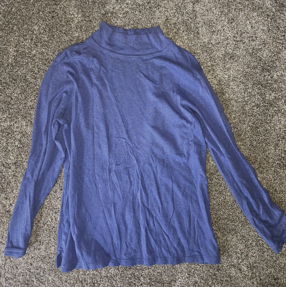 L.L. Bean Blue Purple Long Sleeve Turtleneck